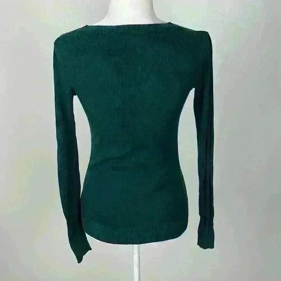 Express Green Ribbed Scoop Neck Sweater Size XS - Picture 4 of 9